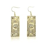 YOOE Cute 100 Dollar Bill Money Currency Dangle Earrings.Punk hiphop Paper Cash Drop Earrings.Antique Silver Gold For Women Jewelry (Gold)
