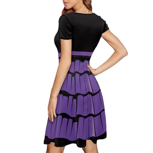 Image of POLERO Sunflower Dress for Women Floral Summer Dresses Short Sleeve Casual Sundresses Midi Dresses
