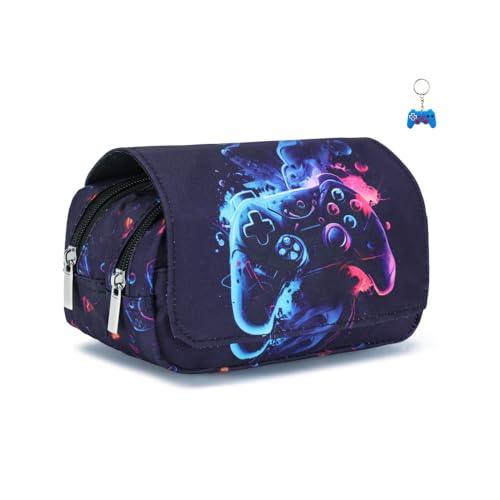Estuche grande con controlador de videojuegos con compartimentos con cremallera, bolsa de papelería para adolescentes, estudiantes, suministros escolares., a, Organizador de bolsas