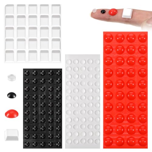 165Pcs Tactile Stickers for Blind Bump Dots for Visually Impaired Elderly Low Vision Aids Braille Sticker Silicone Braille Assistive Markers Visual Impairment Aids (Red,Black,White,Clear)