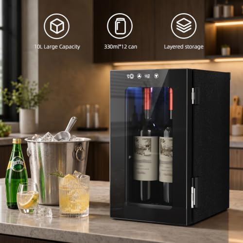 Image of Antarctic Star Wine Cooler, 0.4 Cu. Ft. Portable Mini Wine fridge | Electronic Temp Control, 40-61F Adjust Temp, Glass Door, Counter-top Drink Fridge for Bedroom, Dorm, Office, Bar & Kitchen