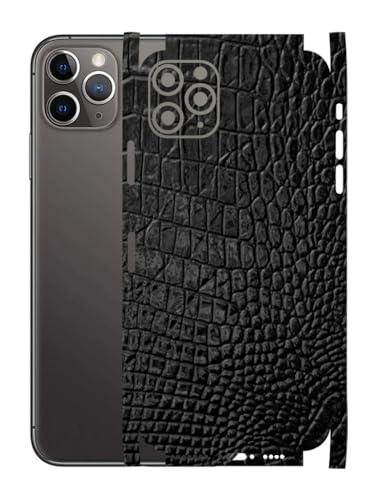 Image of AtOdds - Full Body Back Screen Guard Protector Film - 3D Textured Lamination Wrap Skin Sticker for iPhone 11 Pro Max | Scratchproof Matte Finish (Design - Black Crocodile)