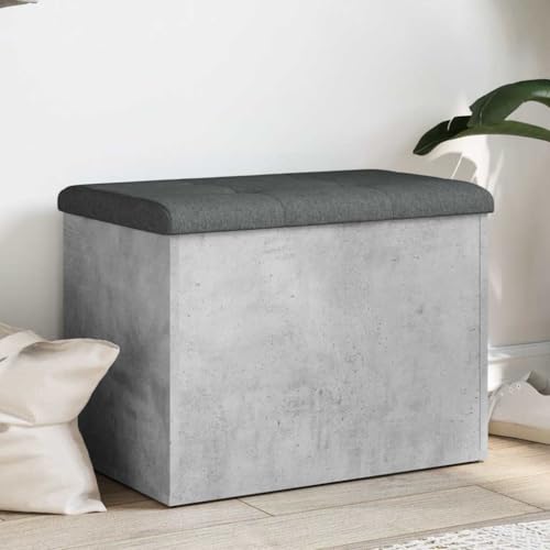 Banc de rangement gris béton meuble chaussures entrée coffre assise couvercle rabattable