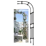 Wandmontiertes Halbbogen-Rankgitter – wetterfeste Stahlstütze für Kletterpflanzen und Blumen, schwarzes Metall, Pergola-Bogenrahmen – Gartendekoration (A1)