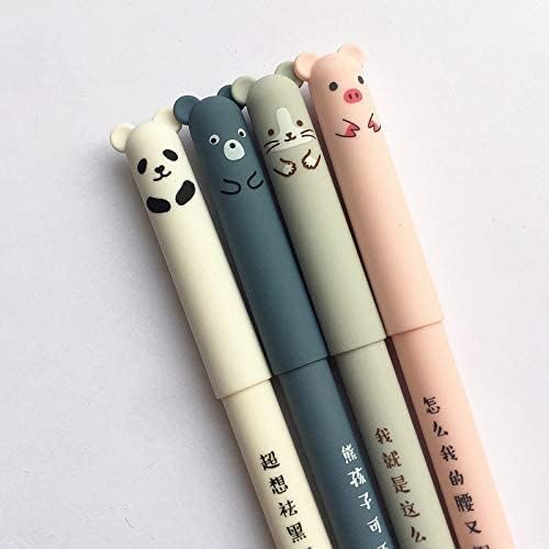 Miniatura 3 de Dreamxue 4 bolígrafos de gel femeninos lindos bolígrafo de gel de tinta azul de 0014in kawaii cerdo oso gato ratón borrable suministros de oficina