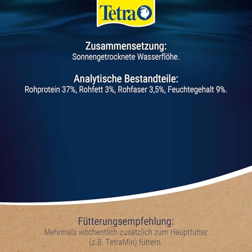 Tetra Delica Daphnia Naturfutter - 100% sonnengetrocknete Wasserflöhe, natürliche Snacks für Zierfische, 100 ml Dose