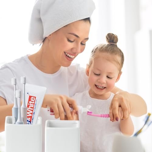 Toothbrush-Holders-for-Bathrooms-2-Cups-Ceramic-Square-Toothbrush-Toothpaste-Holders-Set-White-Square-Bathroom-Tumbler-Cups-Reusable-Toothbrush-Mouthwash-Cup-Bathroom-Counter-Organizer