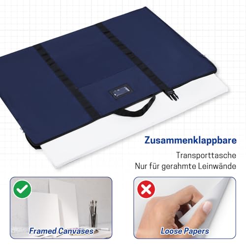 GNEGNI LIFE Leichte Künstler Portfolio Tasche,61 x 91,4 cm Zeichenmappe mit Tragegriff und Abnehmbarem Schultergurt, Weich Malmappen für Kunstwerke, für A1/A2 gerahmte Leinwände