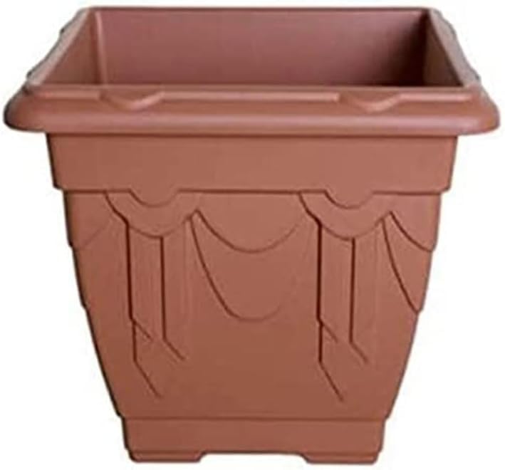 shopior Antique Durable Square Planters Indoor & Outdoor Spaces| 30cm Plastic Garden Venetian Style Flowers, Herbs, Barrel - Over Fence and Decorative Plant Pots - Patio or Home Decor (1, Terracotta)