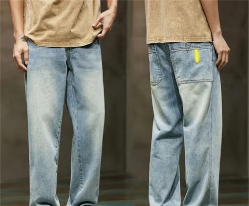 Men's Baggy Jeans Loose Fit Straight Cut Oversized Full Length Denim Trousers2