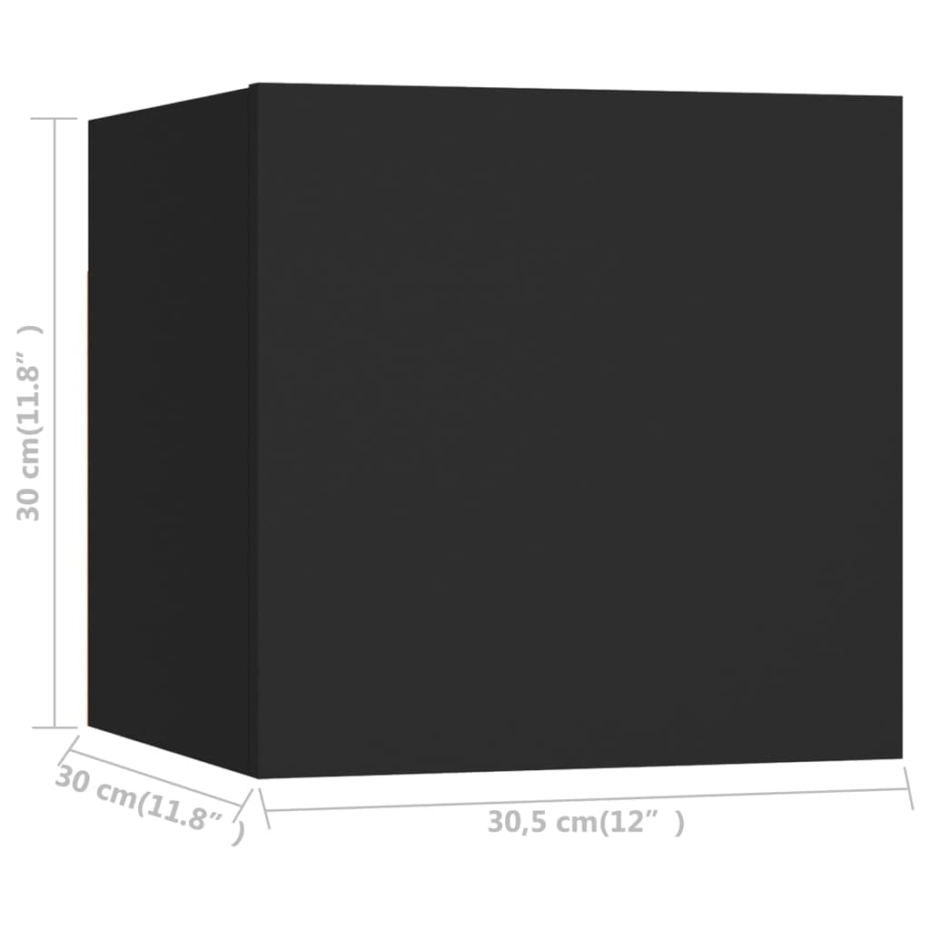 vidaXL Armadietti a Parete per TV 2 pz Neri 30,5x30x30 cm
