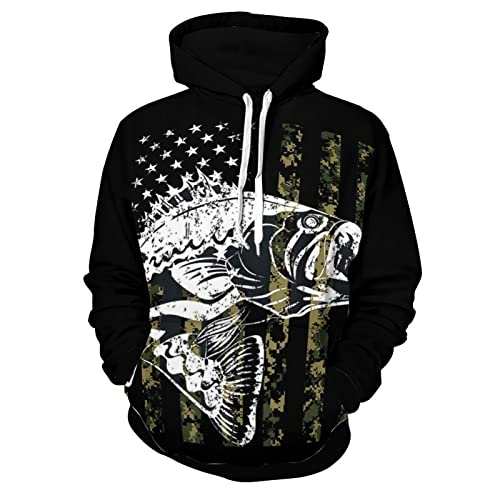 American Flag Camouflage Bass Fishing Boys Hoodie Sport Hooded Youth 3D Printing Sweatshirt For Kids With Pocket #TOP19