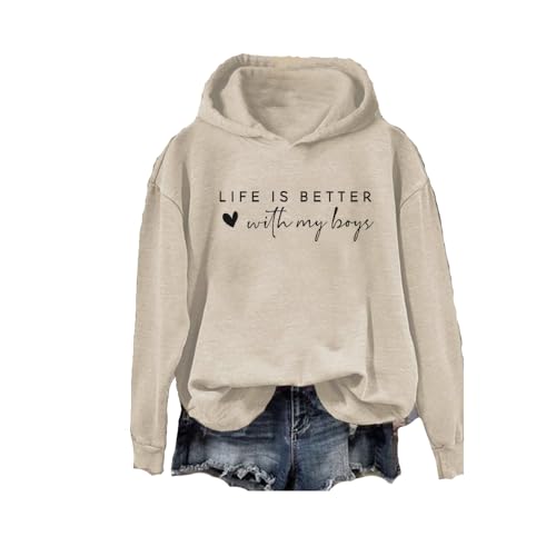 Life Is Better With My Shirt Long Sleeve Casual Top Mom Shirts For Women Lightweight Hoodie