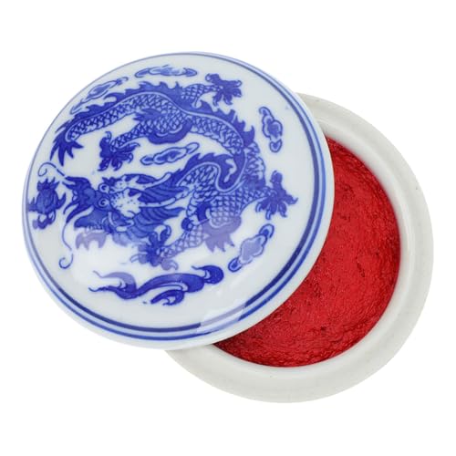 ABOOFAN Tampon Facile Céramique Grosse Capacité Chinois en Encreur D'encre, Lisse Nettoyage et pour Calligraphie et Sceaux Traditionnels