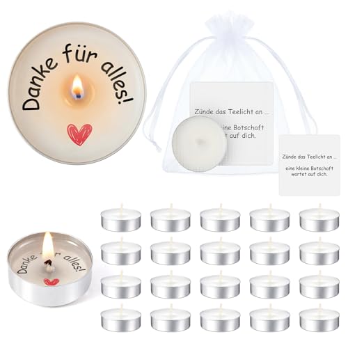 BBTO 15 Sets Danke für Alles Teelicht Kerzen Geachenke für Kollegen Freunde Lehrer Dankeschön Kerzen mit Spruch Dankeschön Geschenke Abschiedsgeschenke für Familie Prüfung Bestanden