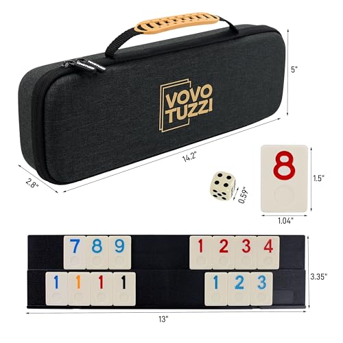 Juego de Rummy Cube con 106 fichas y 4 racks miniatura 3