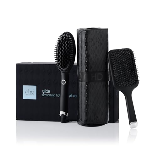 ghd glide gift set - Cepillo eléctrico alisador de pelo, cepillo ghd all-rounder y neceser resistente al calor, tecnología iónica, edición limitada 2024