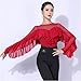 Yhhsgscr Adult Long Sleeve Latin Dancewear Women's Ruffles Salsa Dancing Outfit Ballroom Performance Clothing Tops for Samba,Red,3XL