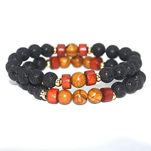 Pierre volcanique naturelle 8mm perles en bois et bijoux énergétiques mode