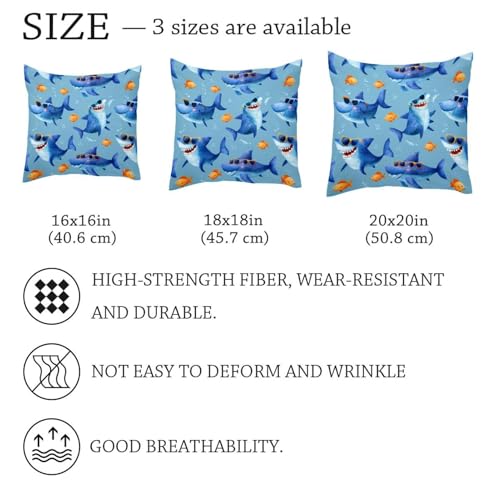Fundas de cojín de terciopelo suave 50x50 de tiburones y peces para almohada decorativa moderna 7