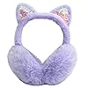 Earmuffs for Girls Cat Ear Muff Winter Faux Fur Ear Warmers Ear Cover with Cute Sequins Ears for Women Kids (Styel 8-Purple)