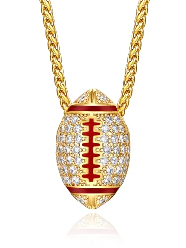 Bestyle - Bestyle Sparkle CZ Gold Soccer Necklace 18K Gold Plated American Football Necklaces Men Rugby Ball Sport Necklace Ball Game Lover Fan Jewelry Cool Cubic Zirconia Football Necklace - -10%