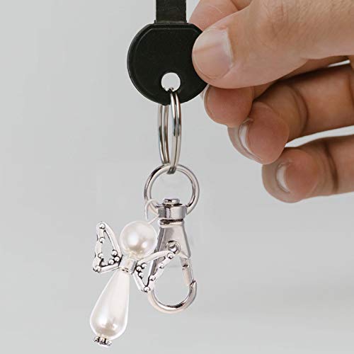 Conjunto de chaveiros de lembrancinha de anjo com 10 peças da PrestyzOOM com bolsas de organza e eti