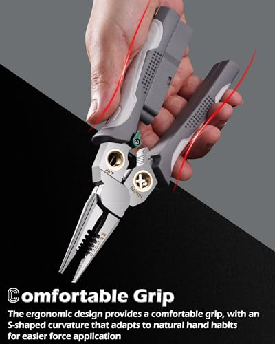 Image of 8 In 1 Wire Stripper, Wire Stripping Tool with Voltage Tester, Cable Cutters with Plier, Twister, Crimper, Splitting, Wire Stripper Tool for 10-18 AWG for Electrician Work GRAY