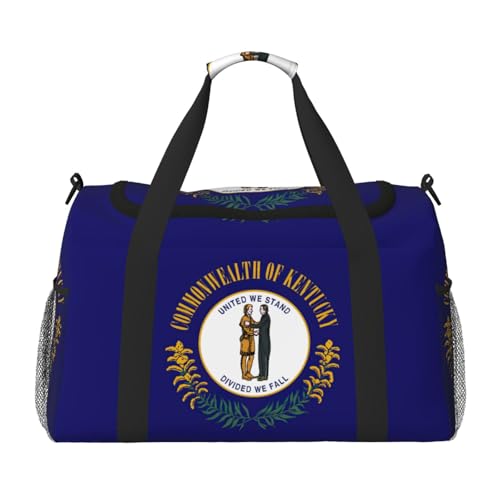 Kentucky State Flag print Travel Duffle Bag Gym Bag for Women,Puffer Tote Bag,Weekender Overnight Bag Organizer