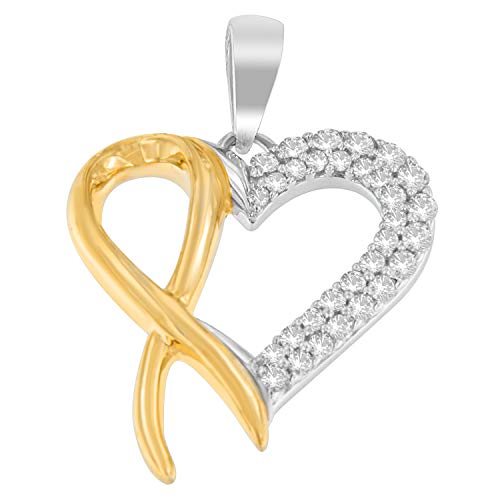 Original Classics .925 Sterling Silver Two Toned 1/4 cttw Round Cut Diamond Pendant Necklace (H-I, I2-I3)