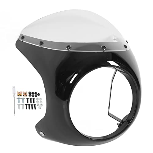 Carénage de phare avant de moto 7 pouces noir brillant avec bulle transparente pour optique rond