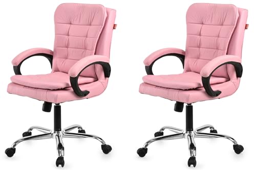 Image of GOYALSON Mesh Back Revolving Chair for Office Home Swivel Desk Chair with Comfortable Seating & Wheels (2, Pink, Standard)