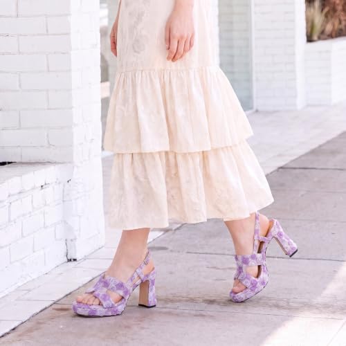 Image of ROSERWISH Heels for Women Chunky Block Platform High Heels Square Open Toe Strappy Heel Sandals Wedding Party Prom Fashion Slingback Dress Pump Sandals Shoes