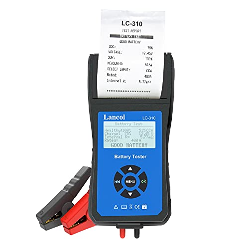 Lancol LC310 Car Battery Tester with Printer 12V Automotive Load Tester Alternator Tester Auto Digital Analyzer Tool Charging Cranking System Tester for Car Truck Motorcycle ATV SUV Boat Yacht