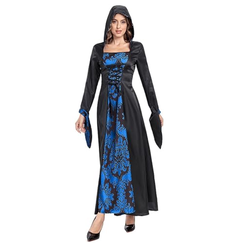 Robe médiévale femme et costume sorcière gothique longue pour cosplay Halloween