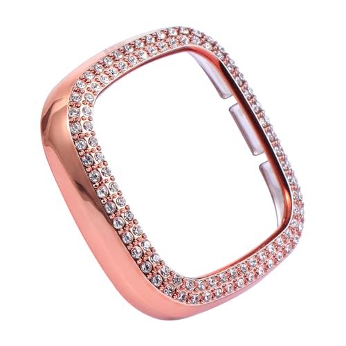 Hoement Case Versa3 Watch Screen Protector 3 Watch Frame Protective Cover Shell Watch Se 3 Screen Protector Rhinestone Protective Frame 3 Bumper Protection Cap Tempered Film Rhinestones