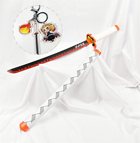 yinhercoslina 日輪刀 鬼滅 子供 煉獄 杏寿郎 刀 コスプレ 77cm 日本刀 鬼殺隊 きめつのやいば ミニ日輪刀 武器 美術刀 サムライ 変装 道具