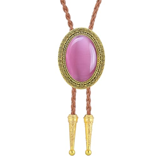 Image of Jeilwiy Bolo Tie for Men Real Stone Westwern Cowboy Ties Silver Bolos Women Leather Necktie Gift for Birthday Christmas