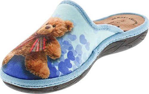 Womens 18017 I Heart Teddy Cozy House Slippers Made In Europe3