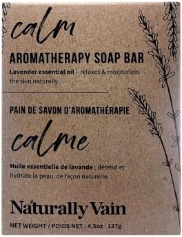 Naturally Vain Calm Lavender Soap Bar, Handmade, Natural Soap Bar, Aromatherapy, Spa Gift, Shower Bar, Bath Bar, Essential Oils, Soft Skin, 3-Pack