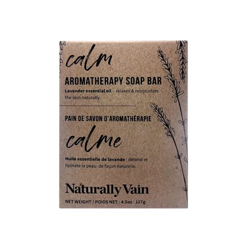 Naturally Vain Calm Lavender Soap Bar, Handmade, Natural Soap Bar, Aromatherapy, Spa Gift, Shower Bar, Bath Bar, Essential Oils, Soft Skin, 3-Pack #TOP13