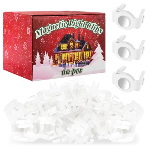 Zealor 240 Pcs Extra Strong Magnetic Christmas Light Clips for C9 Socket Rounded Outdoor Magnetic Light Clips Holiday Lighting Sockets Hang Hooks for Xmas Decor Lights Metal Roof Gutter Fence (White)