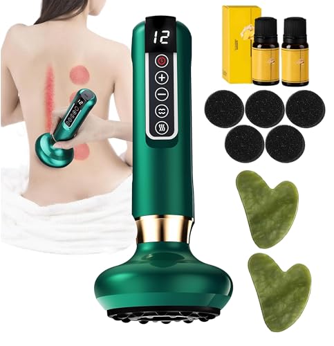 Uojojop Intelligent Handheld Massage Tool for Anti - Cellulite, Electric Cupping Device with 12 Suction Modes. This Fat Remover Massager is Suitable for Arms, Legs. (Olive)
