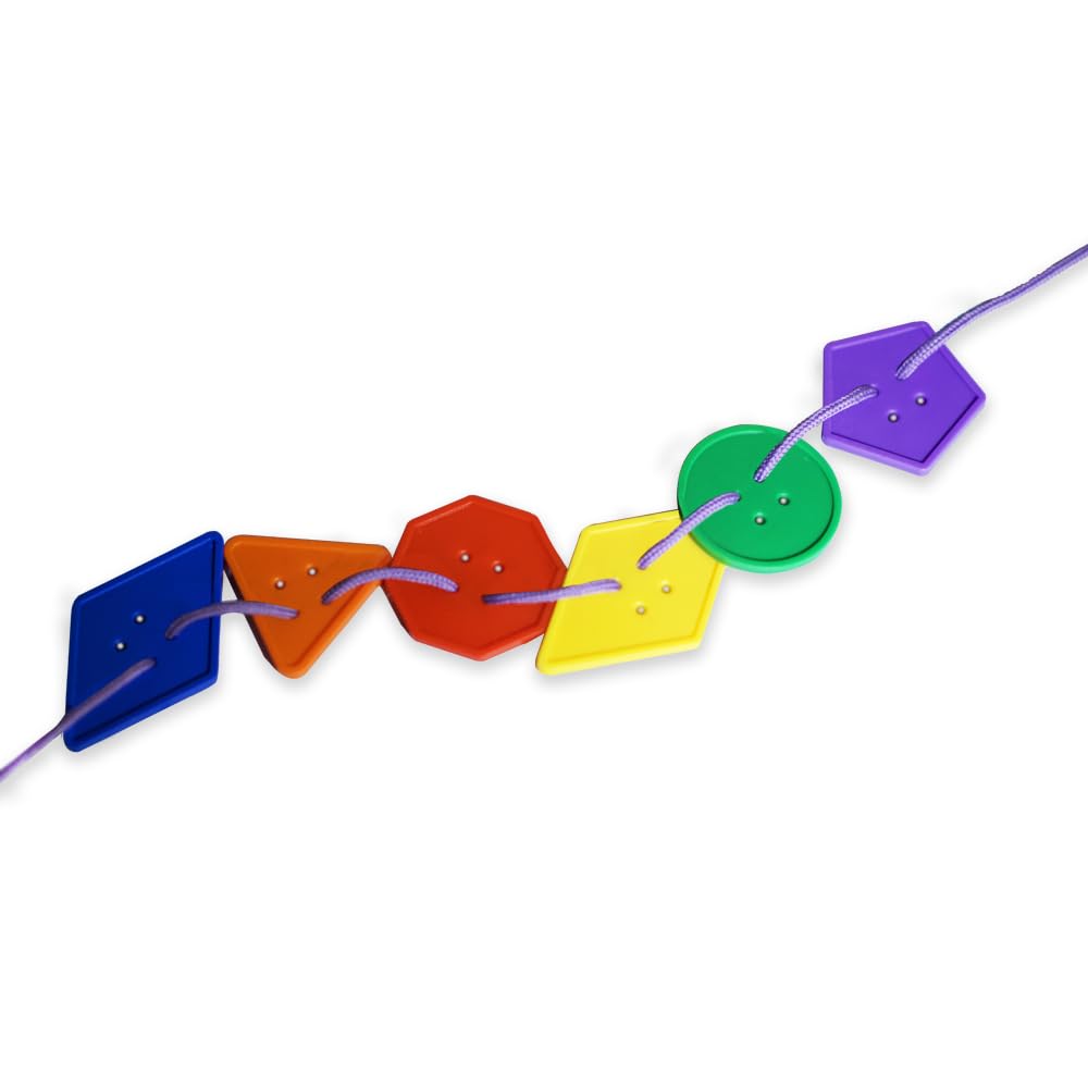 Didax Attribute Buttons With Laces - 144 Piece Educational Set For Counting & Sorting