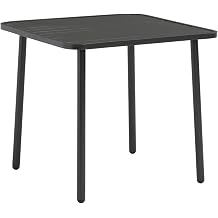 Square Dark Grey Outdoor Dining Table, E-Coated Powder-Coated Steel, Weather-Resistant Patio Furniture for 4 People, 31.5x31.5x28.3 Inch Small Outdoor Table