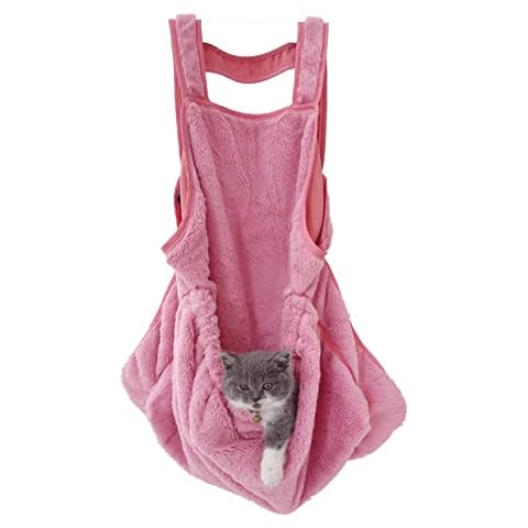 Babyezz Cat Sling Carrier,Dog Carrying Bag,Small Pet Sing Carrier Chest,Cat Sling Accompany Carrier Bag Hands Free,Soft and Breathable Shoulder Back Indoor,for Kittens and Puppies(Pink) Cover