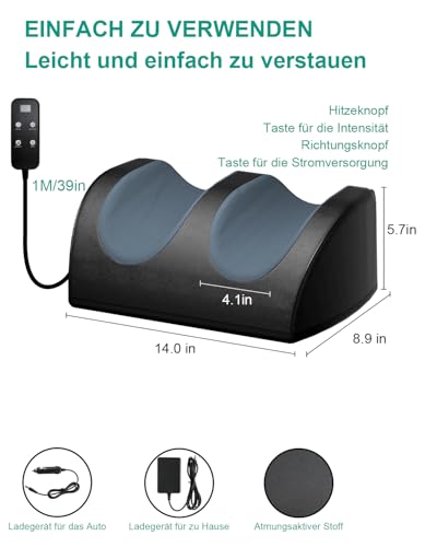 LAOBEN LAOBEN Shiatsu FußMassagegeräT Mit Heizung, Tiefengewebsmassage, Entspannende Beinmuskulatur, Fuß- Und WadenmassagegeräT Mit Massagerollen, Geschenke FüR Mama, Papa Und Freunde - Funktionsansicht 5 | TV | Video | Foto