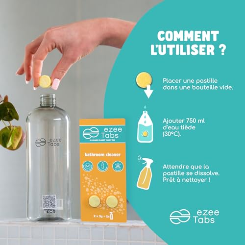 EzeeTabs Badreiniger – Reinigungstabs für ein mikroplastikfreies, biologisch abbaubares und veganes Putzmittel – 2 x Reiniger für hygienische Sauberkeit (Packung mit 2)