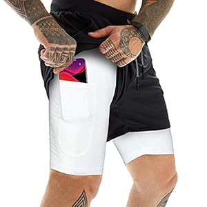 OEBLD Mens Athletic Shorts 2 in 1 Gym Workout Running 7 Shorts with Towel Loop