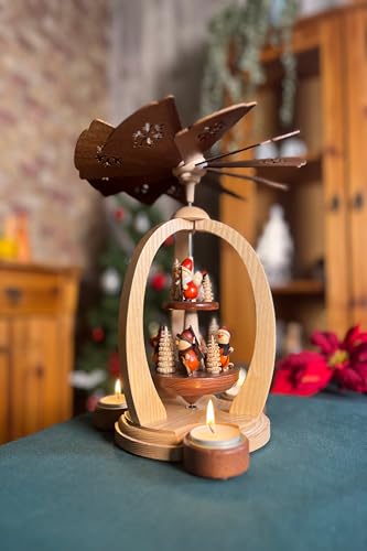 Erzgebirge Palast 2-stöckige Pyramide Waldleute zur Weihnachtszeit -...